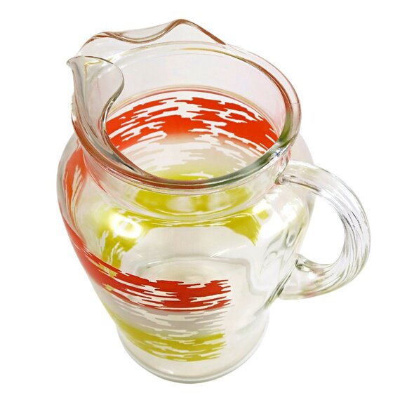 Sunset Stripes Mid-Century 64-Ounce Ice Lip Pitcher 2 Quart Glass Serveware - Picture 5 of 6